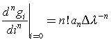 Derivative at the central point