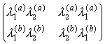 Matrix of coefficients